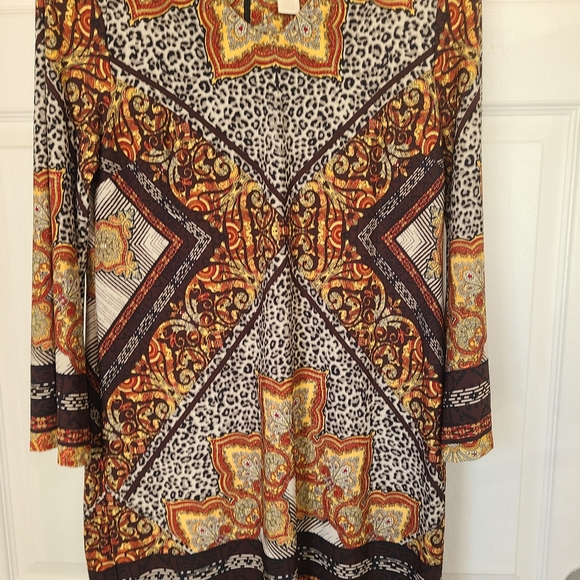 (1440) Chico's Woman's Long Sleeve Dress, Size: 0P Color: African Print - Picture 5 of 14
